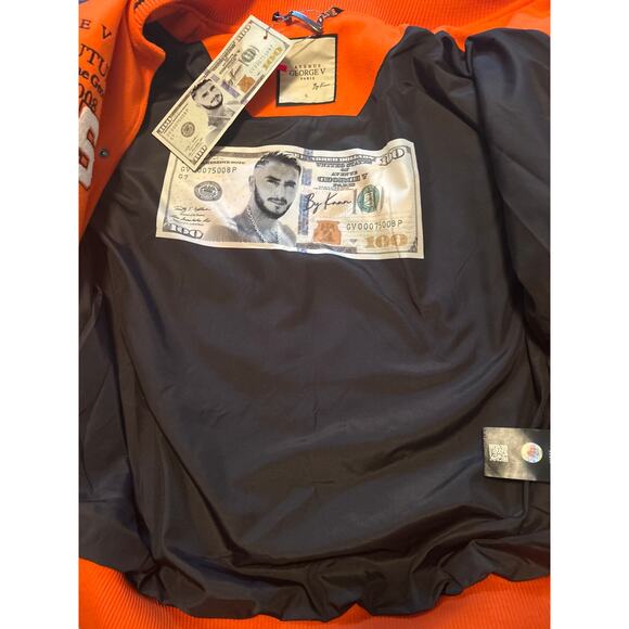 NWT George V Paris Varsity Lettermen's Jacket Orange/Black Size Large - Picture 12 of 16